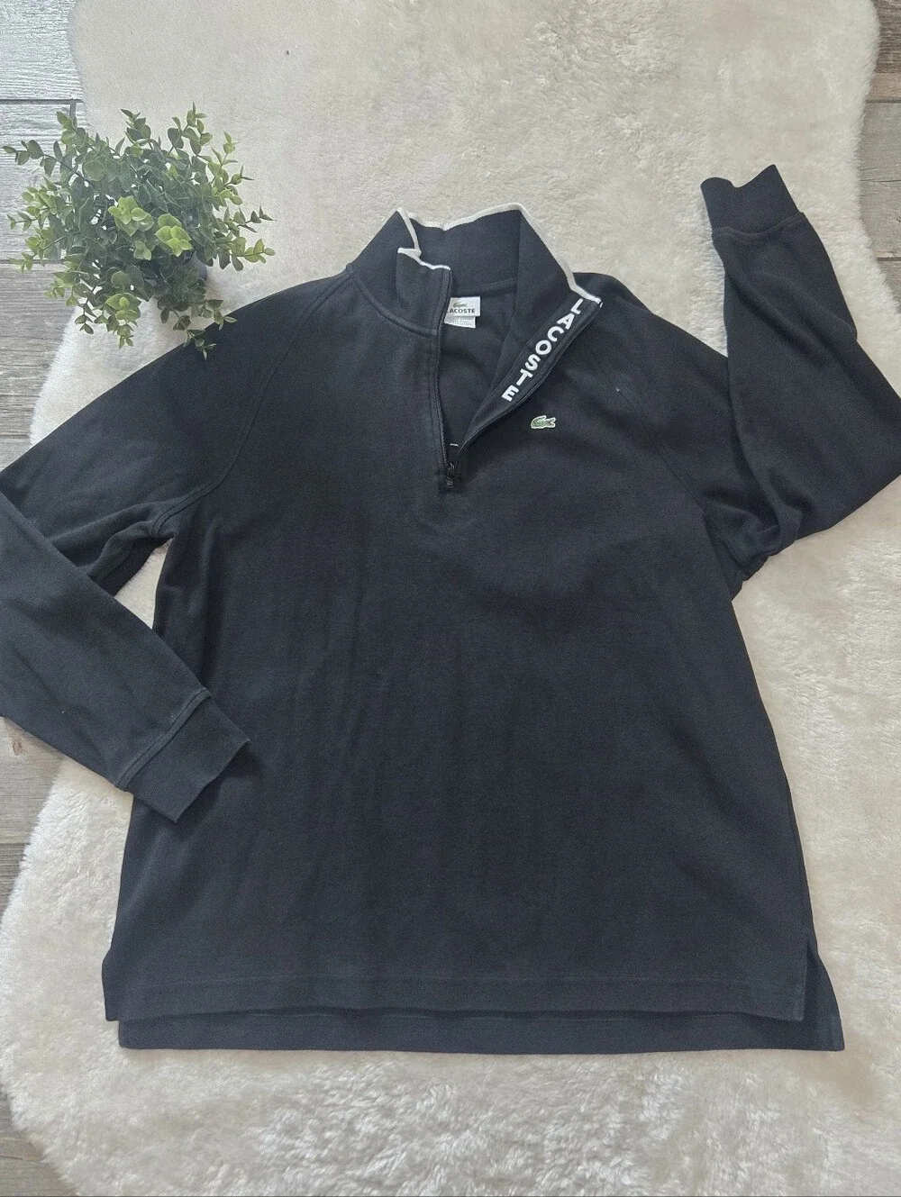 Lacoste Black High Neck Quarter Zip Preppy Classic Sweater, Lacoste 7 - Size 2XL